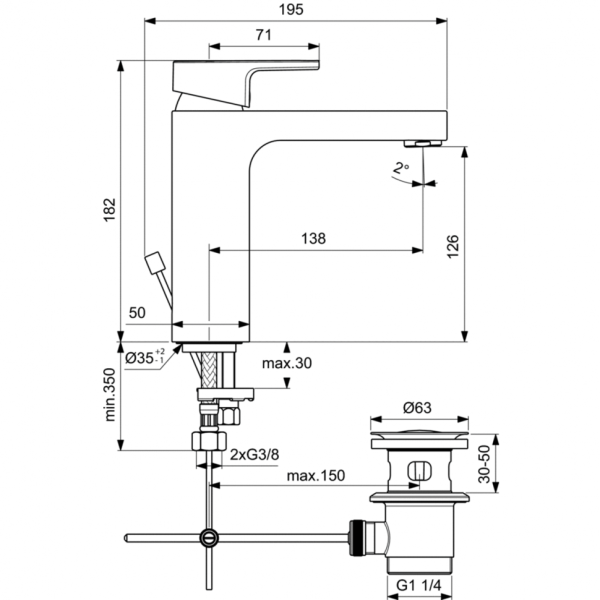 Смеситель для раковины Ideal Standard EDGE A7109AA фото