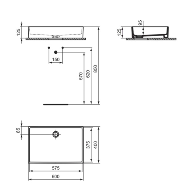 Накладная раковина Ideal Standard Extra T374001 60x40 фото
