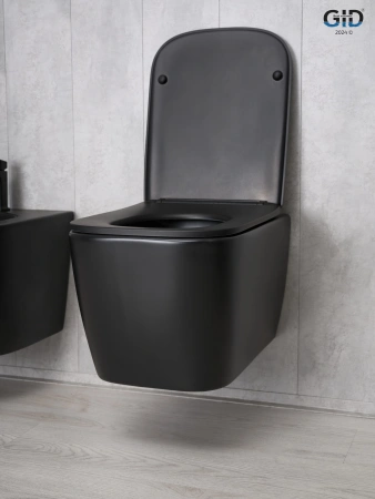 Подвесной унитаз безободковый GID Tr2140Bm 62255Y черный матовый, с сиденьем фото