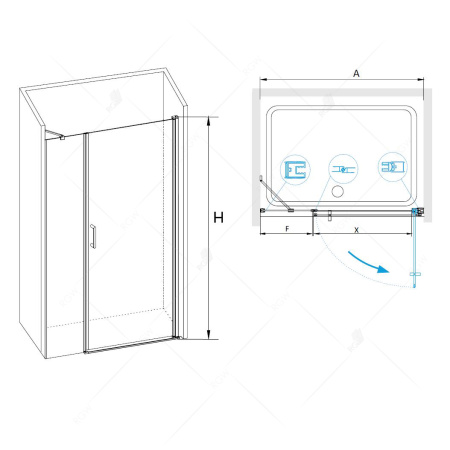 Душевая дверь RGW LE-08 (LE-03 + Z-09) прозрачная 90 см фото