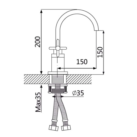 Смеситель для раковины двухвентильный Oute T76 T7601 фото