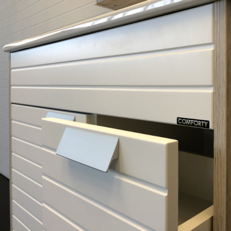 Зеркало-шкаф Comforty Клеон-75 белый/дуб дымчатый фото