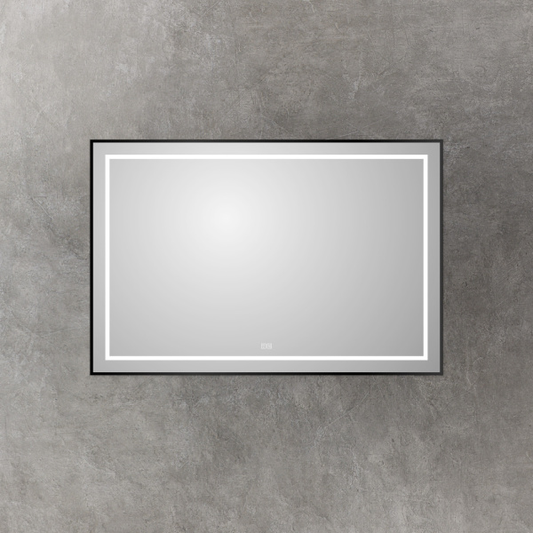 Зеркало с подсветкой, сенсорным выключателем и подогревом BelBagno SPC-KRAFT-1200-800-LED-TCH-WARM-NERO 120x80 черное фото
