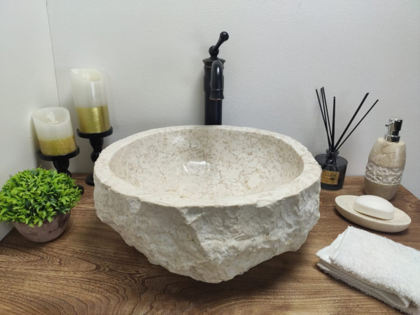 Накладная раковина из мрамора Erozy Cream EM-00116 (41*39*17см) фото