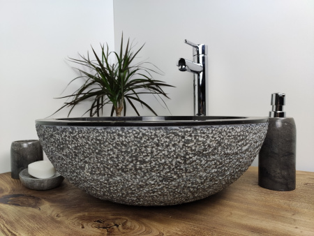 Раковина из мрамора Indo Bowl Dotted Black Medium BM-00027 фото