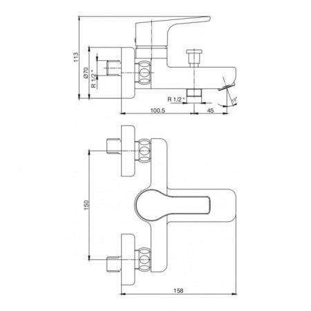 Смеситель для ванны E.C.A. Luna 102102450 фото