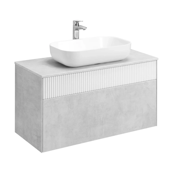 Тумба под раковину Акватон Марбл 100 1A276301MH4C0 белый матовый/слэйт фото