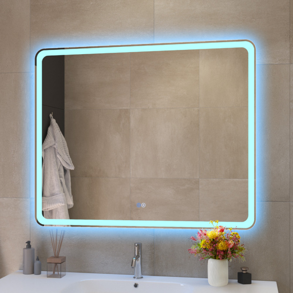 Зеркало с контурной разноцветной подсветкой RGB и сенсорным выключателем Cezares Multicolore CZR-SPC-MC-1000-800-RGB-TCH 100x80 фото