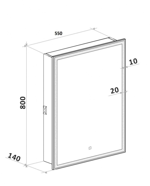 Зеркало-шкаф с подсветкой Art&Max Techno AM-Tec-550-800-1D-R-DS-F 55x80 белый фото