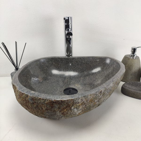 Накладная раковина из речного камня RS0968 (47*41*15) фото