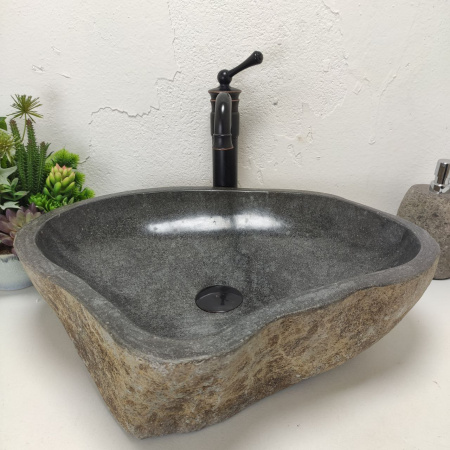 Накладная раковина из речного камня RS01465 (55*46*15) C12 фото