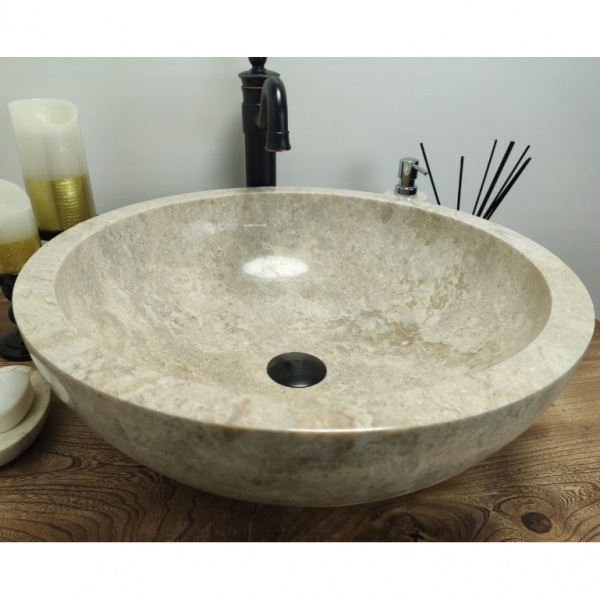 Раковина из мрамора Indo Bowl Bowl Cream Big Lip3.0см BM-00346 фото