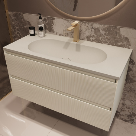 Тумба под раковину Vincea Welle 100 VMC-2WL100MBG M.Beige Soft-touch фото