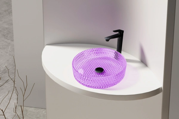 Накладная раковина стеклянная Abber Glas AK2301P 39x39 фиолетовая фото