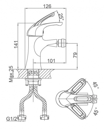 Смеситель для биде D&K Rhein Eucharius DA1372201 фото