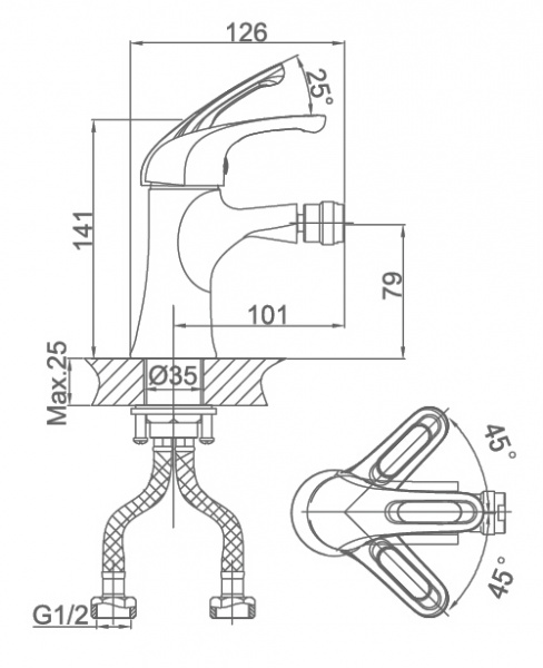 Смеситель для биде D&K Rhein Eucharius DA1372201 фото