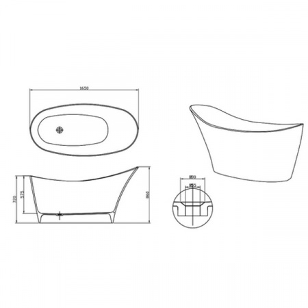 Ванна из исскуственного камня Vincea VBT-220S 165x80 фото