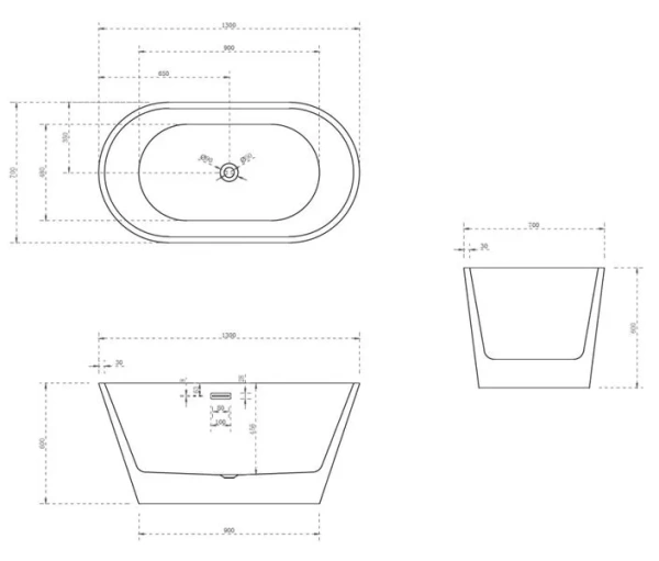 Ванна акриловая Abber AB9203-1.3 130x70 фото