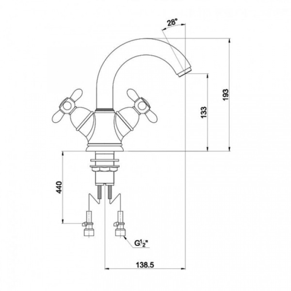 Смеситель для раковины двухвентильный Timo Ritz 0141FN серебро фото