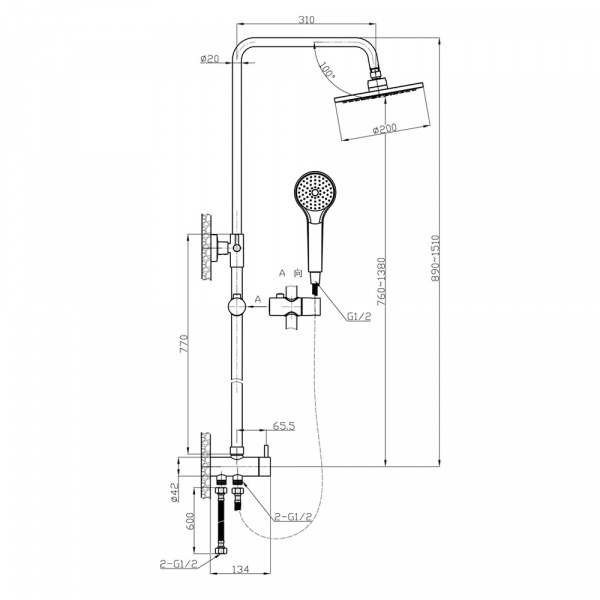 Душевая система (стойка) Raiber R0813 фото