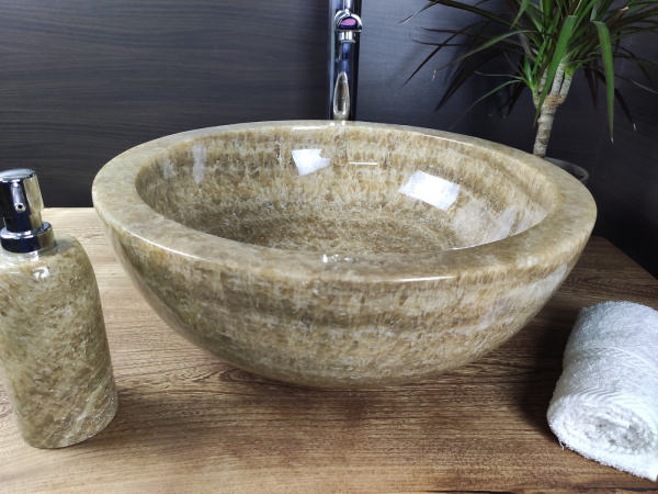 Накладная раковина из оникса Indo Bowl Sunset Medium BO-00012 фото