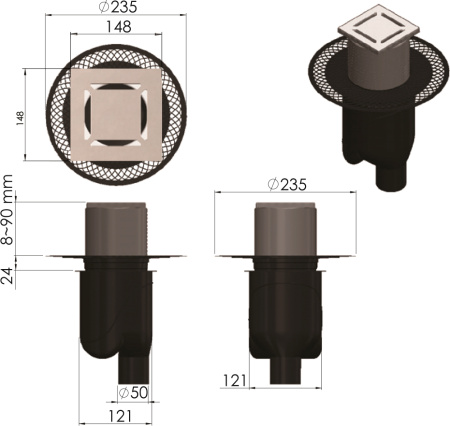 Душевой трап Berges Wasserhaus Platz Norma 091059 15x15 см, хром фото
