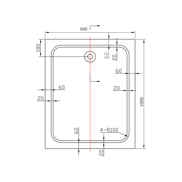 Поддон для душа акриловый Vincea VST-2AR-8010 100x80 фото
