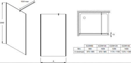 Душевая перегородка Jacob Delafon Contra E22W120-GA 120 см фото