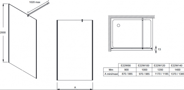 Душевая перегородка Jacob Delafon Contra E22W120-GA 120 см фото