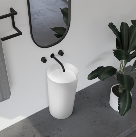 Напольная раковина Abber Stein AS2506 45x45 белая матовая / слив в пол фото