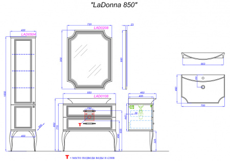 Тумба под раковину Aqwella 5 Stars LaDonna LAD0108BLK фото