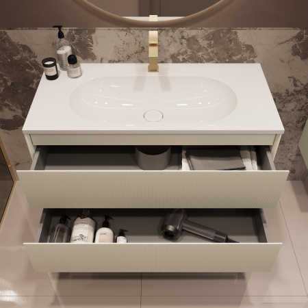 Тумба под раковину Vincea Welle 100 VMC-2WL100MBG M.Beige Soft-touch фото