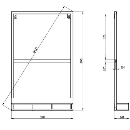 Зеркало с полочкой Grossman Метрис 205001 черное фото