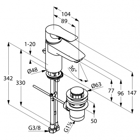 Смеситель для раковины Kludi Tercio 384840575 фото