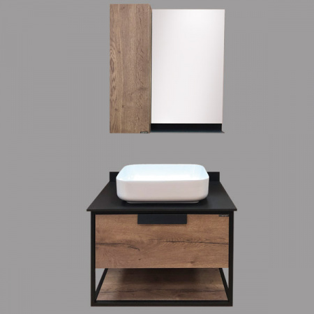 Зеркало-шкаф Comforty Кёльн-75 дуб темный фото