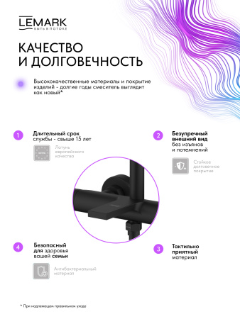 Душевая система с термостатом Lemark Valday LMF-8146B-BL черная матовая фото