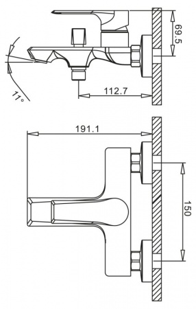 Смеситель для ванны с душем BelBagno Bocco BOC-VASM-CRM фото