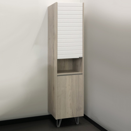 Шкаф-пенал Comforty Клеон-40 белый/дуб дымчатый фото