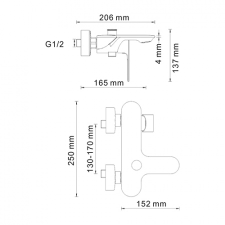 Смеситель для ванны с душем WasserKRAFT Dinkel 5801 фото