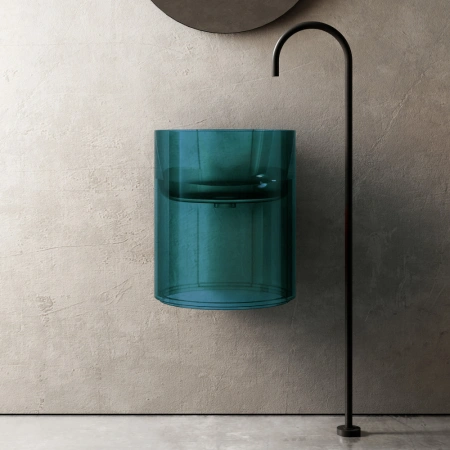 Раковина моноблок подвесная Abber Kristall  AT2704Aquamarin 42x42 фото