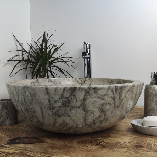 Раковина из мрамора Indo Bowl Grey Doreng Big BM-00022 фото