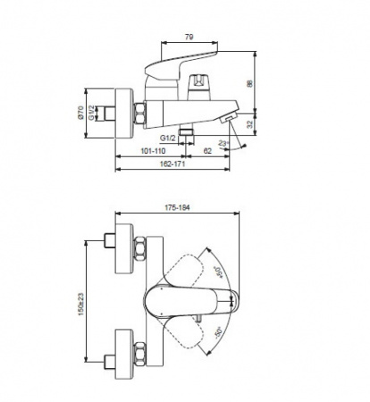 Смеситель для ванны с душем Ideal Standard Ceraflex B1721AA фото