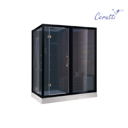 Душевая кабина с сауной Cerutti SPA Albano Nero Black CT8348 180x110 фото
