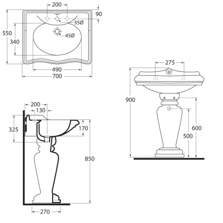 Подвесная раковина Azzurra Jubilaeum JUB200/M bi*1 фото