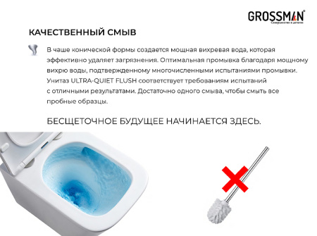 Подвесной унитаз со смывом торнадо Grossman GR-4478SQ с сиденьем фото