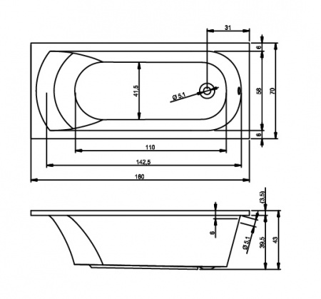 Акриловая ванна Riho Miami BB6000500000000 160х70 фото