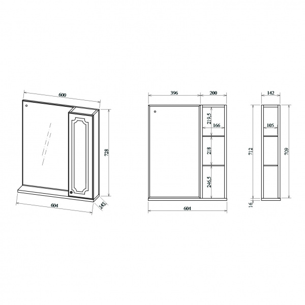 Зеркало-шкаф Sanflor Ксения Н0000000115 60 см R фото