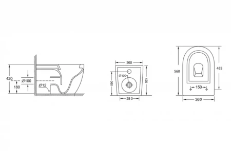 Приставной унитаз безободковый Abber AC1111 с сиденьем фото