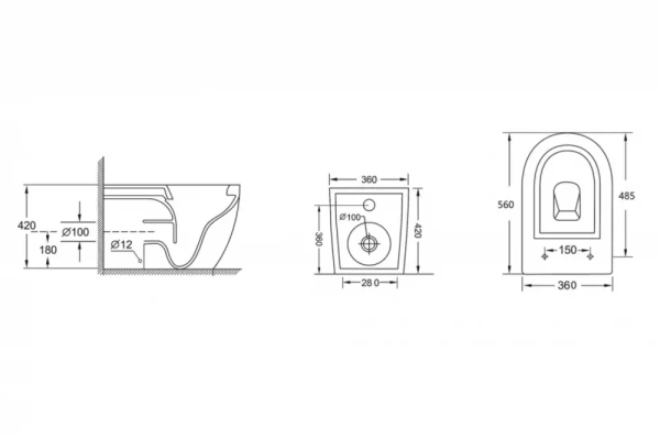 Приставной унитаз безободковый Abber AC1111 с сиденьем фото