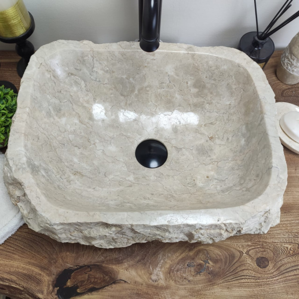 Накладная раковина из мрамора Erozy Cream EM-00839 (47*37*15см) фото